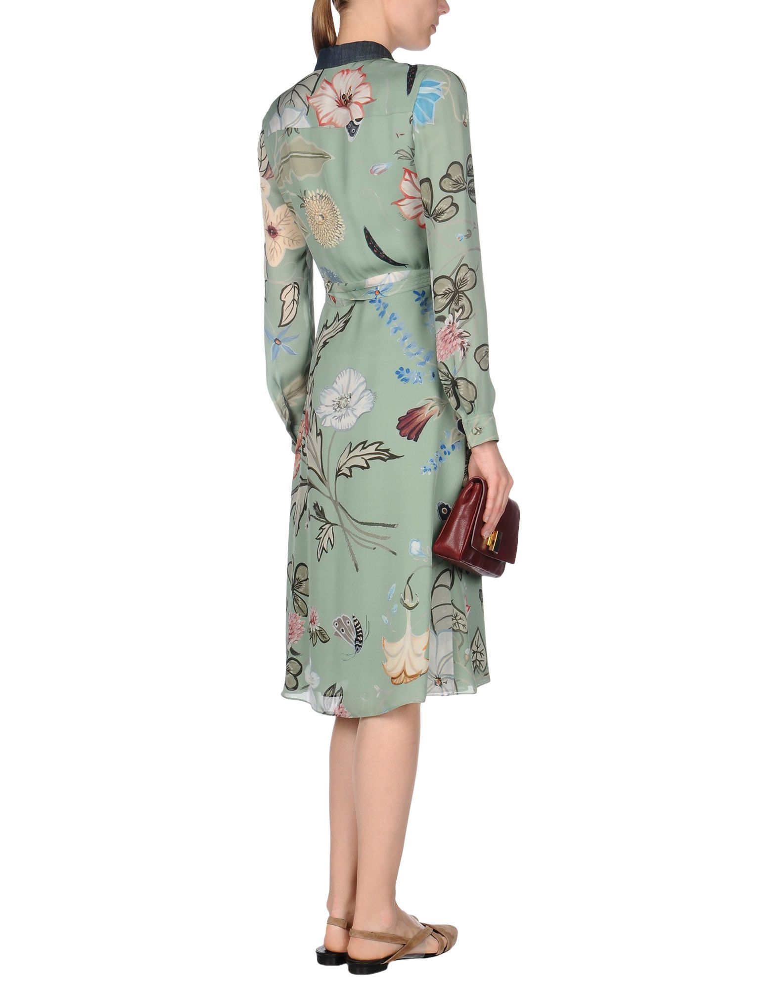 Gucci Floralprint Longsleeved Silkchiffon Midi Dress in Green Lyst
